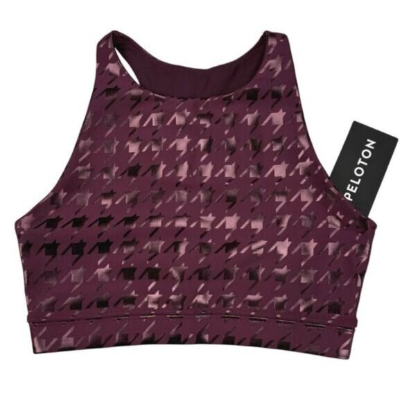 Peloton Printed Foil Houndstooth Sports Bra Size XS Plum - Picture 3 of 6
